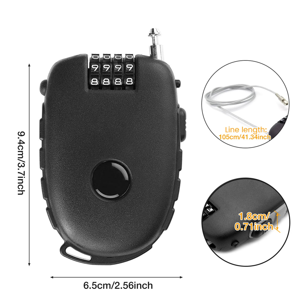 4-Digit Resettable Motorcycle Helmet Cable Lock – Portable Helmet Cable Lock Richie's