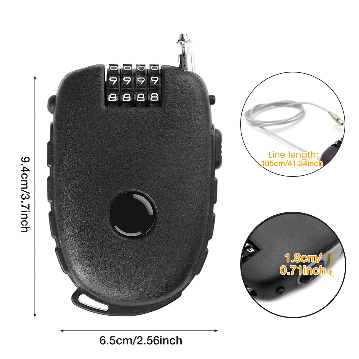 4-Digit Resettable Motorcycle Helmet Cable Lock – Portable Helmet Cable Lock Richie's