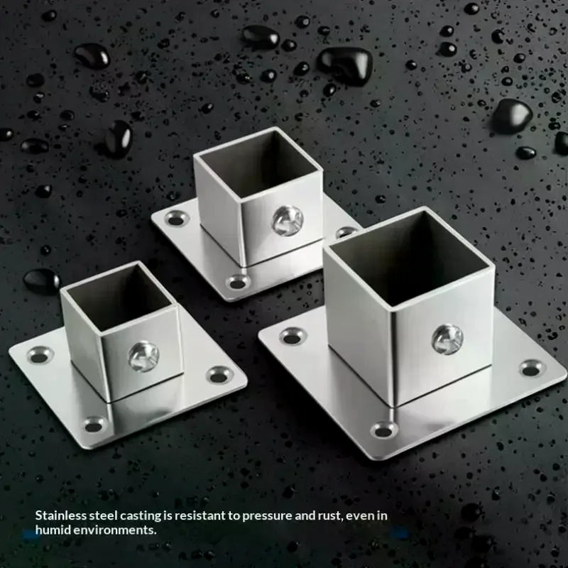 Stainless Steel Square Tube Flange Base Connector 25/30/35mm Tube Flange Connector Richie's