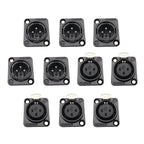 10Pcs 3-Pin XLR Male Female Connectors Black Metal Solder XLR Audio Connector Richie's 5 Male 5 Female