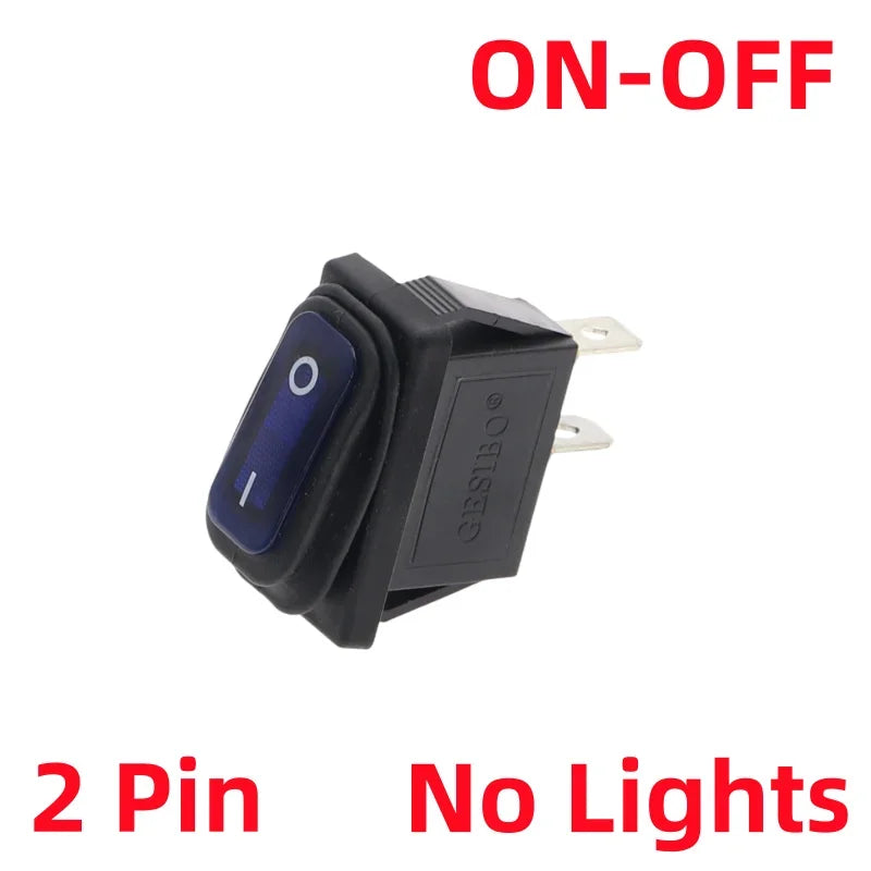 KCD3 Waterproof Rocker Switch 2-Pin ON-OFF 15A 250VAC Rocker Switch Richie's 2D2P-Blue No Light