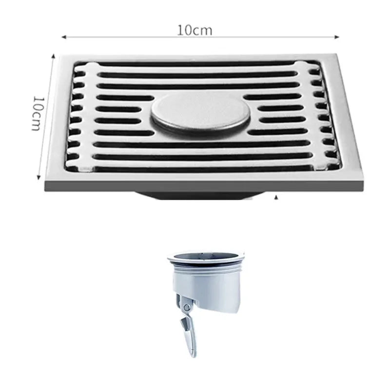 Stainless Steel Square Floor Drain with Odor Trap | 4 Inch Square Floor Drain Richie's Brilliance-Double