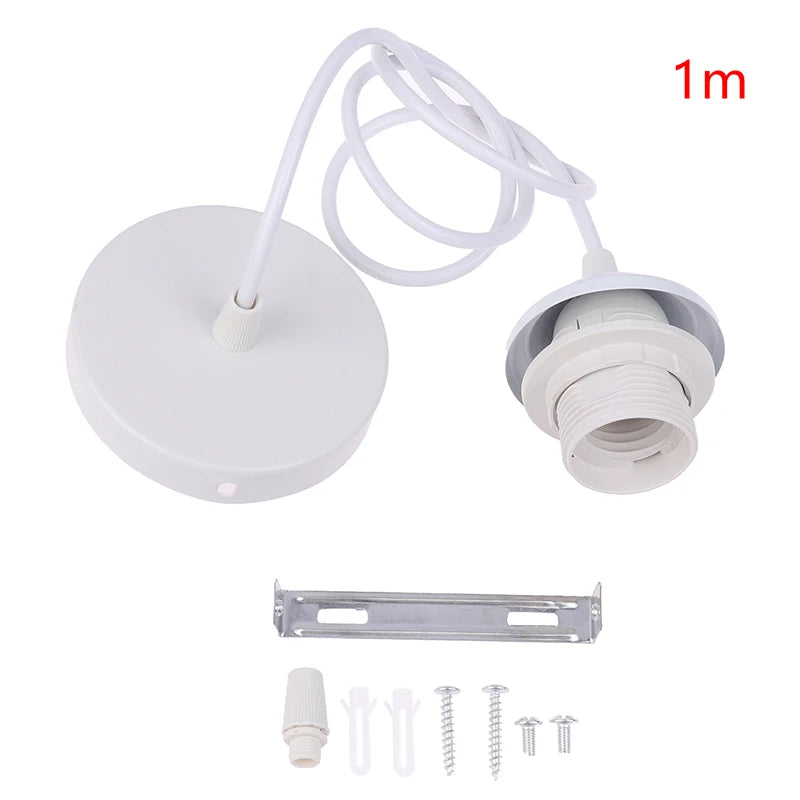 Retro E27 Pendant Lamp Holder Socket with Hanging Wire 1m/1.5m Pendant Lamp Holder Richie's 100cm White