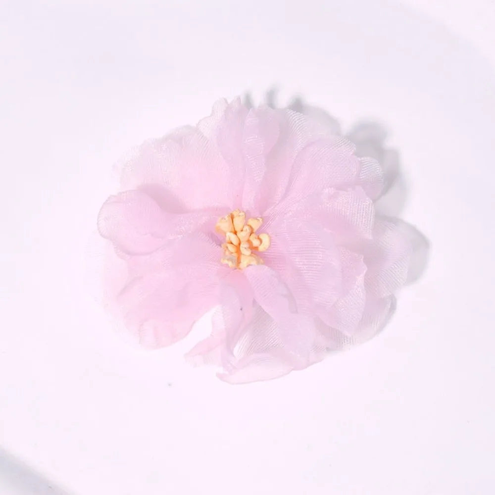10Pcs Organza Flower Appliques 3D Mesh Sewing Patches 5.5cm Fabric Flower Appliques Richie's Light Pink