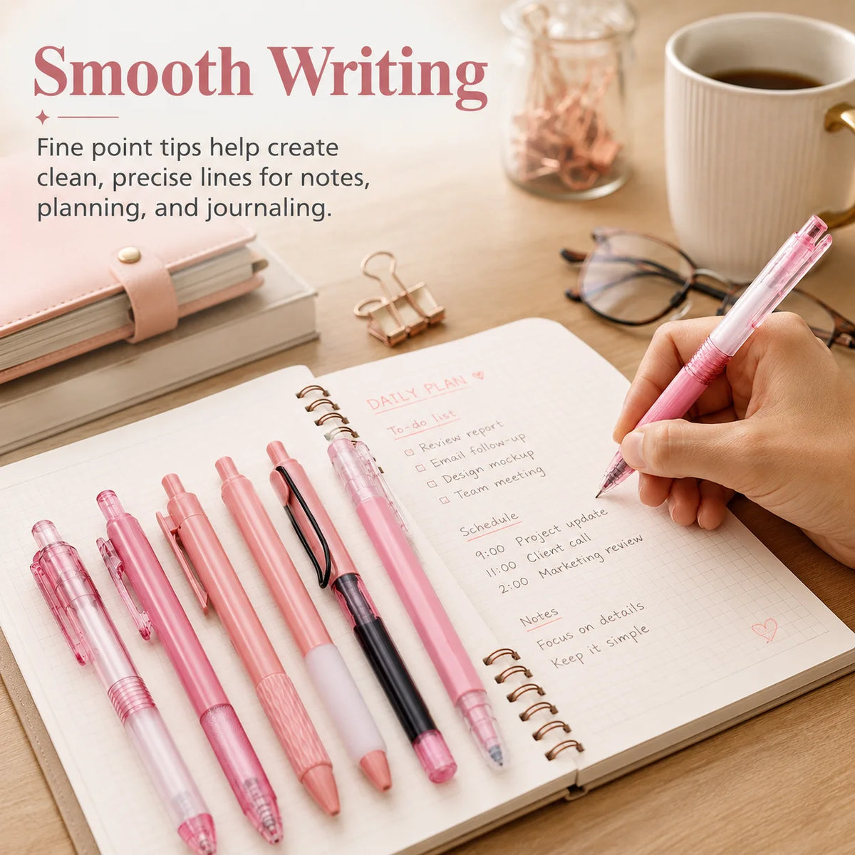 7-Piece Aesthetic Gel Pen Set | 0.5mm Black & Dual-Tip Highlighter Gel Pen Set Richie's