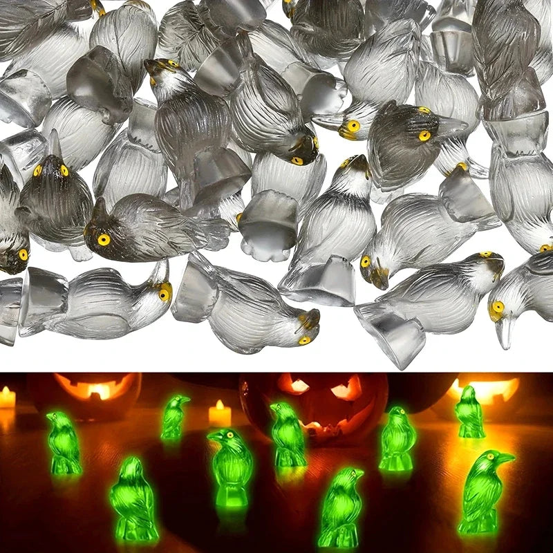 10Pcs Luminous Mini Resin Crow Figurines Halloween Decor Set Halloween Figurines Richie's