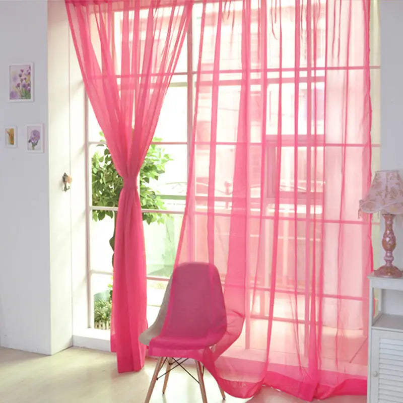 Sheer Gauze Curtain Panel – Modern Light Luxury 100% Polyester Sheer Curtain Panel Richie's Rose red 100 x 200 cm