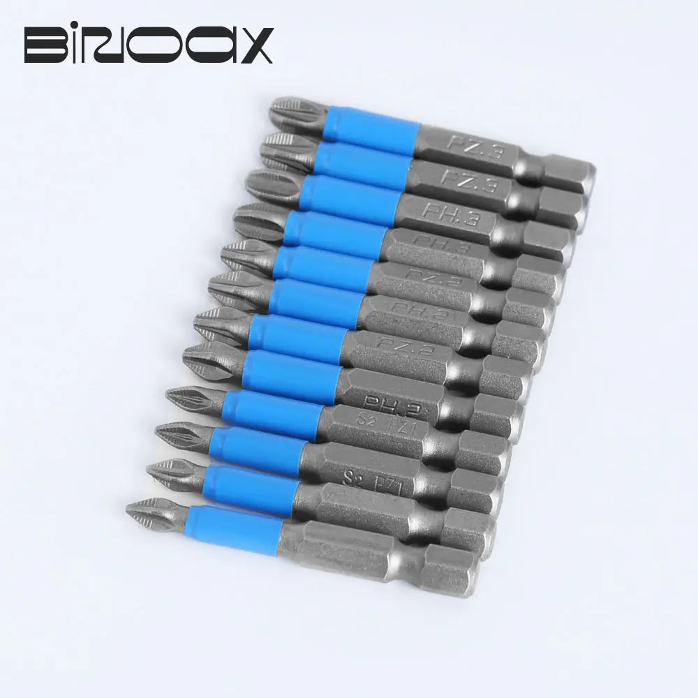 12Pcs PH/PZ Magnetic Screwdriver Bit Set S2 Anti-Slip 50mm Screwdriver Bit Set Richie's