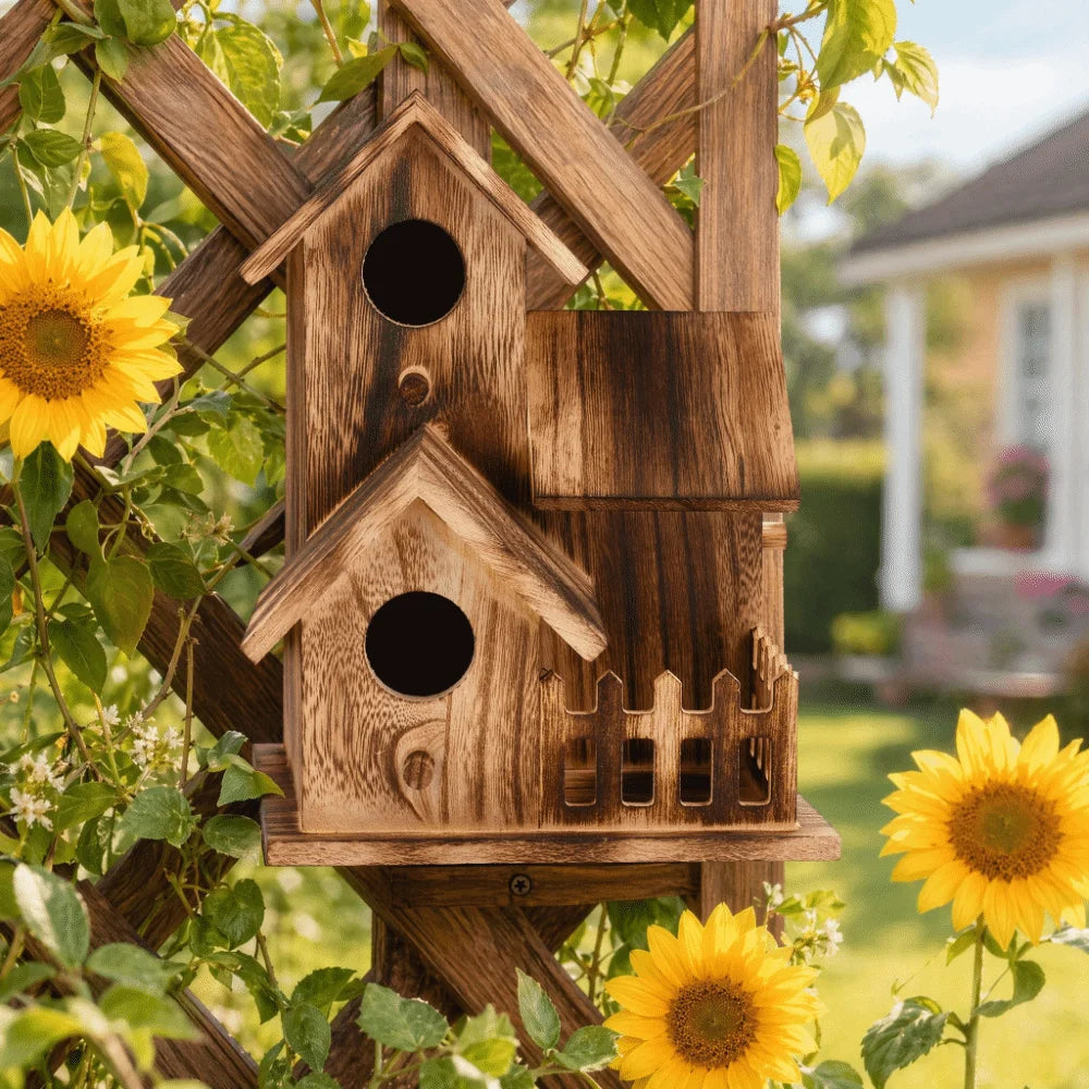 Wooden Birdhouse Outdoor Nesting Box | Platane Wood Garden Outdoor Birdhouse Richie's