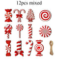 Wood Candy Cane Christmas Ornaments 12/24pcs – Red & White Christmas Ornaments Richie's 12pcs mixed One size fits all