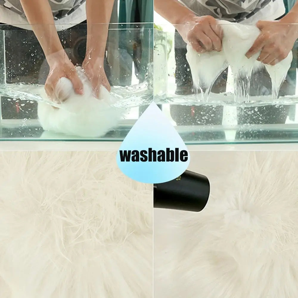 Soft Round Fluffy Rug 30/50/70cm Artificial Wool Chair Mat Round Fluffy Rug Richie's