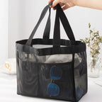 Large Mesh Shoulder Bag – Travel, Beach & Makeup Tote Mesh Shoulder Tote Richie's black-Buckle