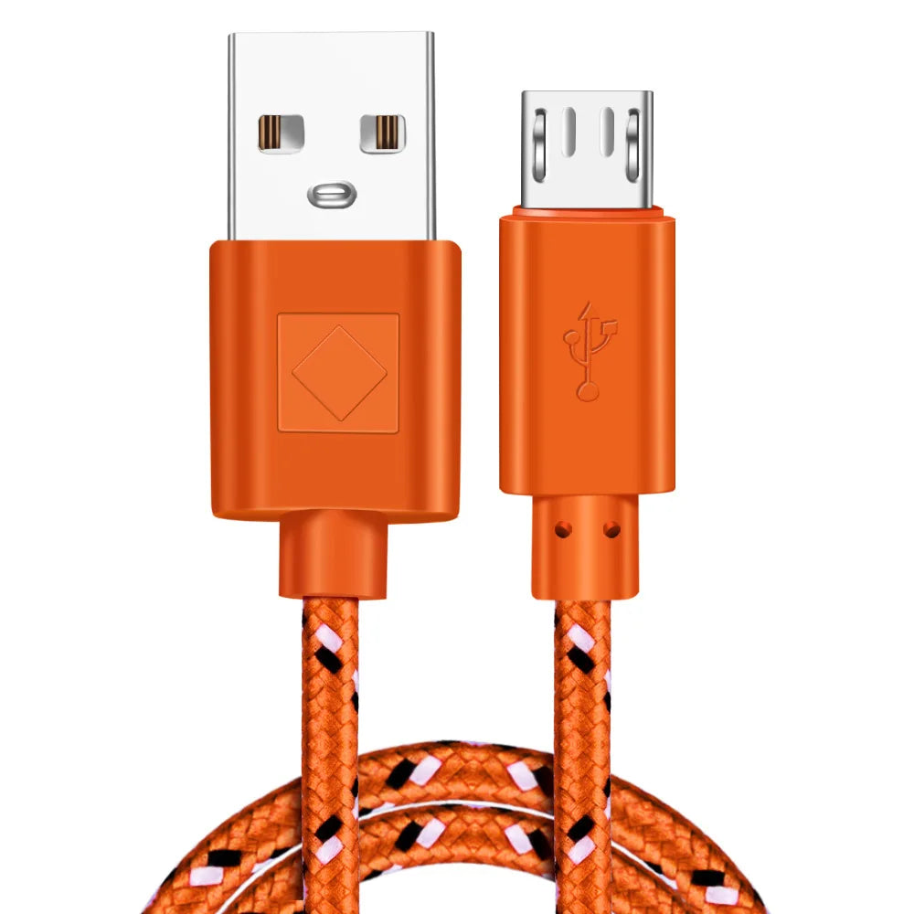 FUCHU 2m Nylon Braided Micro USB Fast Charging Cable – Multi-Color Micro USB Cable Richie's Orange 2m