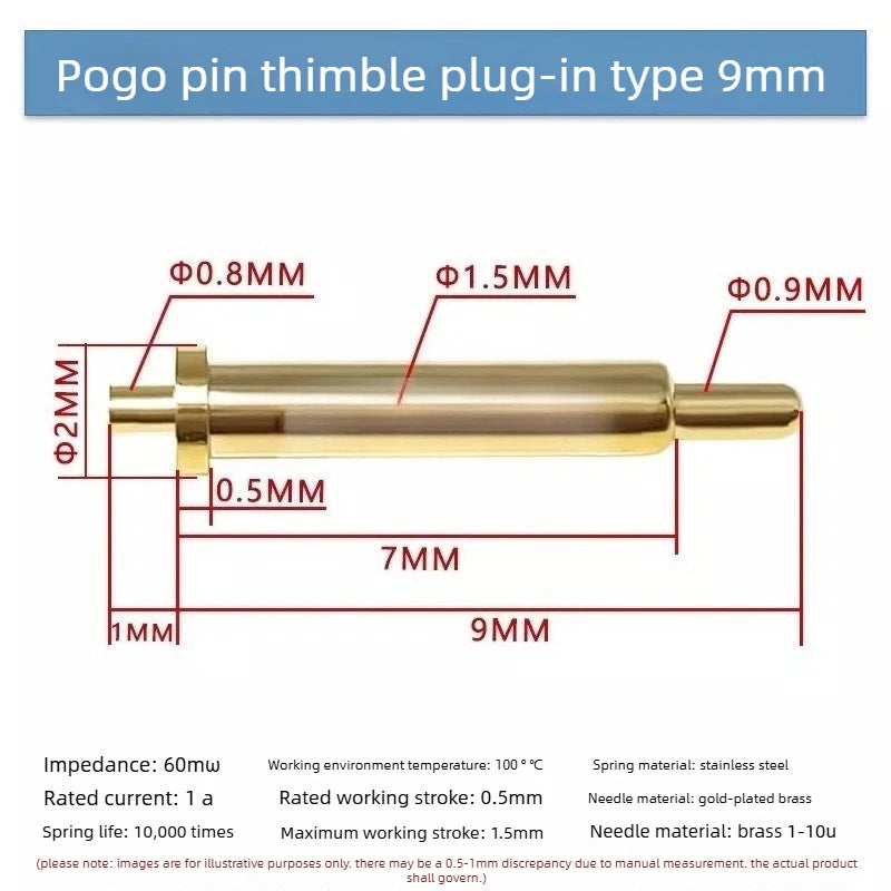 DIP SMD Double Spring PCB Pogo Pin Connectors 20/50/100 Pcs