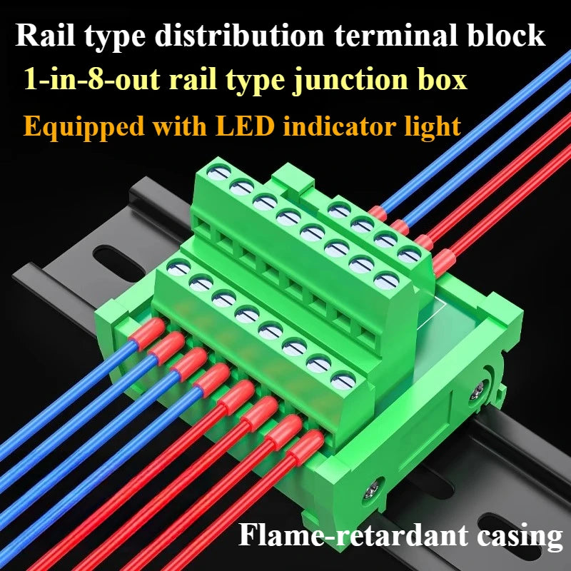 Guide Rail Terminal Block 1 In 5/8/16 Out Power Distribution Box Terminal Block Richie's