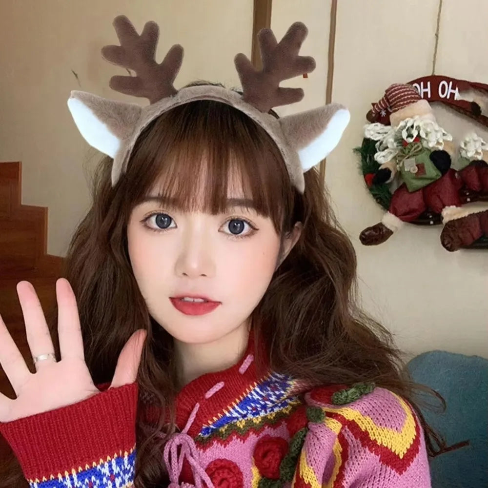Christmas Deer Antler Headband Faux Fur Cosplay Hair Hoop Holiday Hair Accessory Richie's