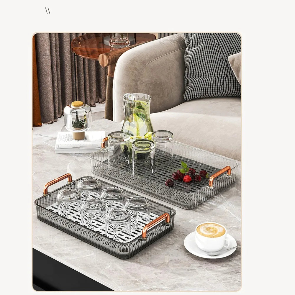 Non-Slip Double Layer Tea Serving Tray with Handles Serving Tray Richie's