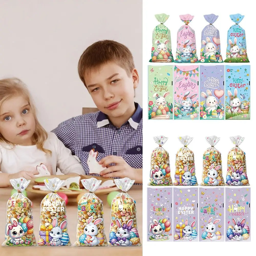 50PCS Easter Gift Bags – Multicolor Rabbit Candy & Cookie Pouches Easter Party Bags Richie's
