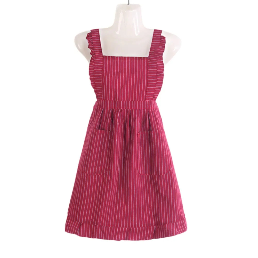 Women's Sleeveless Cotton Kitchen Apron with Large Pocket Kitchen Apron Richie's Red