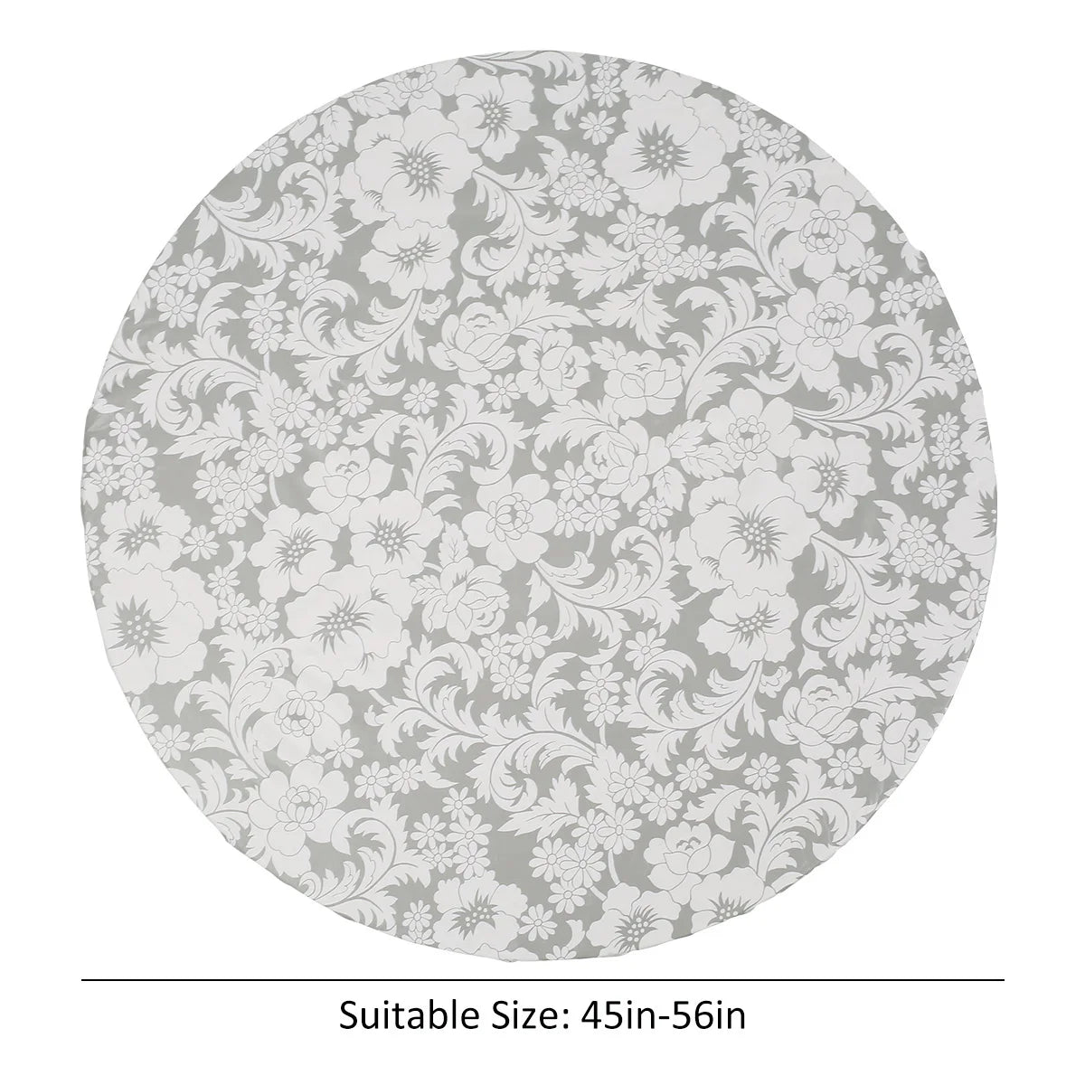 Waterproof Round PVC Tablecloth with Elastic Edge & Flannel Back Round Tablecloth Richie's Gray chrysanthem1um
