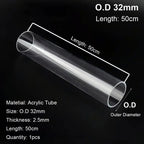 Clear Acrylic Tube for Aquarium & DIY – Multi-Size 20/50cm Aquarium Pipe Tube Richie's OD32mm - 50cm