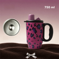 Leopard Print Insulated Tumbler 750ml with Handle & Straw Insulated Travel Tumbler Richie's Rose Red