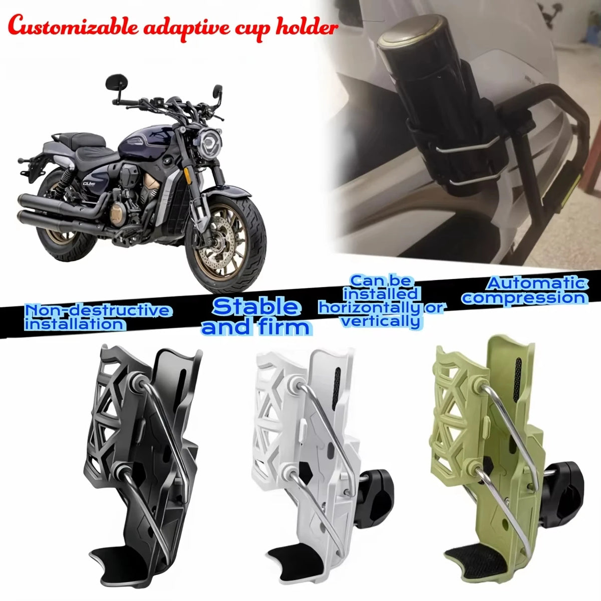 360° Adjustable Motorcycle Handlebar Cup & Bottle Holder Motorcycle Cup Holder Richie's