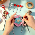 3-Piece Mini Crochet Hook Keychain Set | Heart Handle Crochet Hook Set Richie's