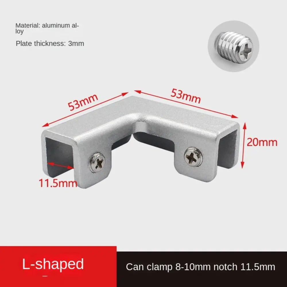 Aluminum Alloy Angle Corner Bracket L T Cross Glass Clip Corner Bracket Richie's -8-10mm-Aluminium-L