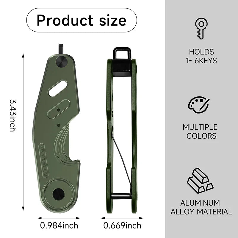 Zeeker Retro Bronze Folding Key Organizer | Zinc Alloy Holder Key Organizer Richie's Tactical Green
