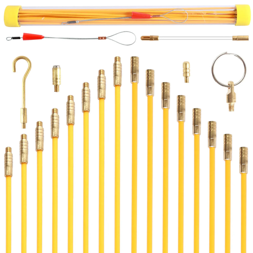 21-Pc Fiberglass Fish Tape Kit – 43cm Wire Cable Routing Rods Wire Fishing Tool Richie's