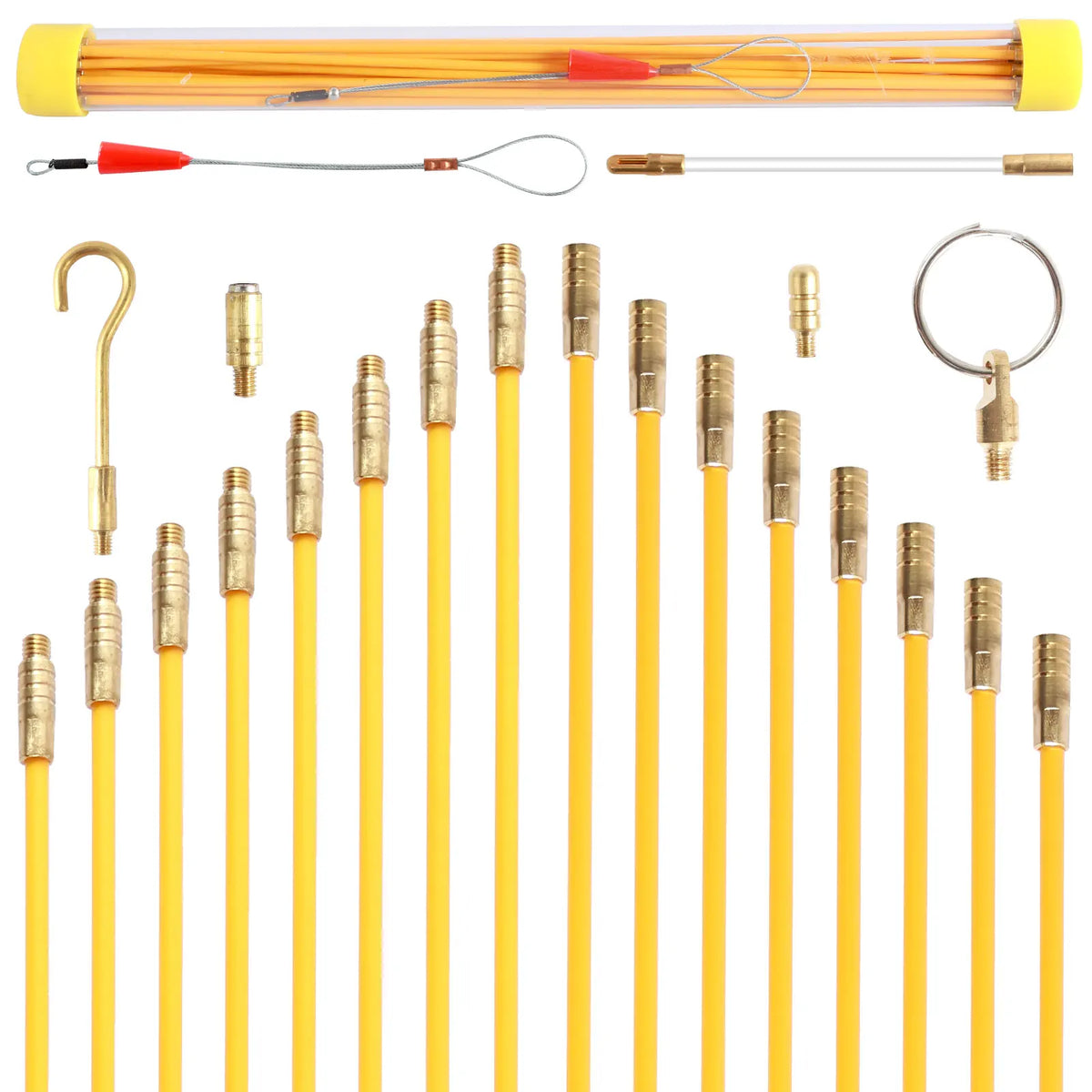 21-Pc Fiberglass Fish Tape Kit – 43cm Wire Cable Routing Rods Wire Fishing Tool Richie's