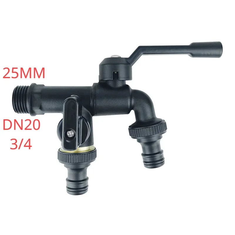 Black Brass Anti-Freeze Outdoor Faucet Dual Outlet 3/4 Inch Outdoor Garden Faucet Richie's DN20 Double outlet-1