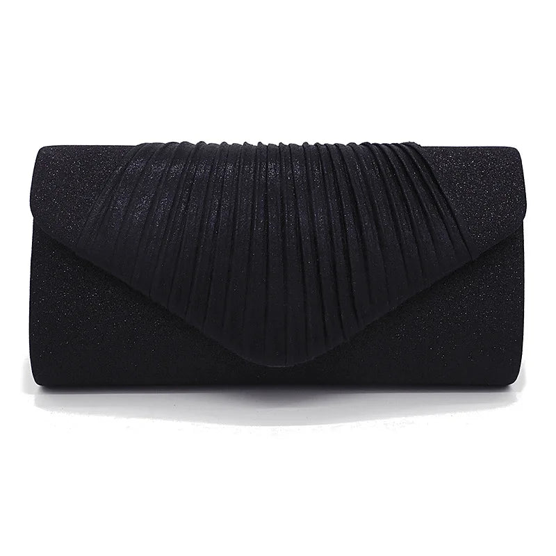 Women's Silk Evening Clutch Bag – Chain Shoulder Wedding Purse Evening Clutch Bag Richie's black