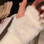 Women's Soft Fingerless Winter Gloves – Elastic Fit, Pure White Fingerless Winter Gloves Richie's