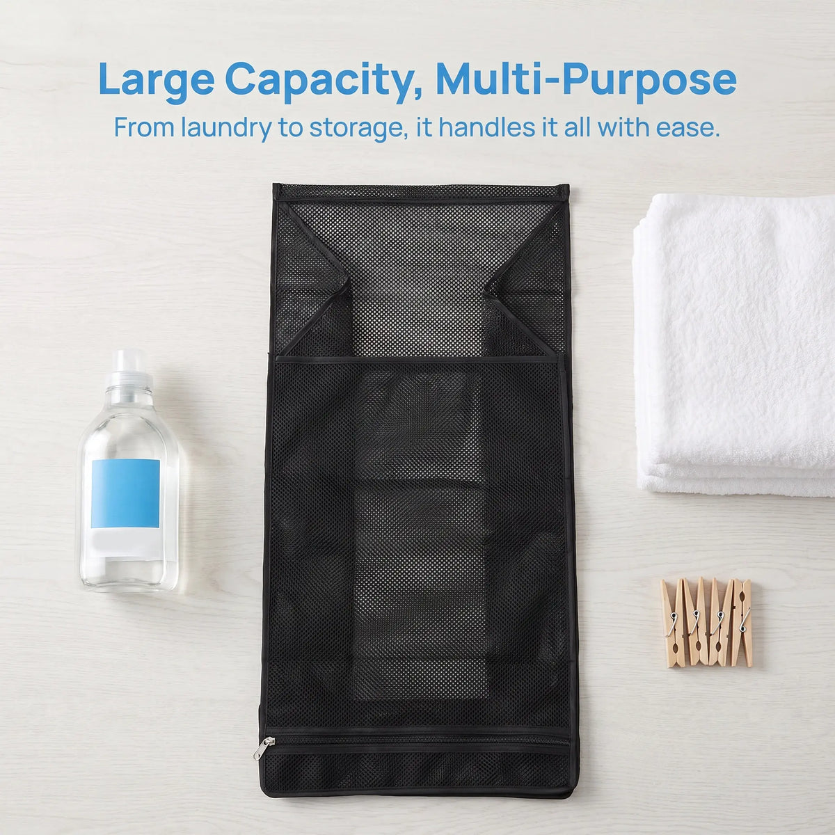 Wall Mounted Large Mesh Laundry Hamper Bag – Foldable Organizer Hanging Laundry Hamper Richie's