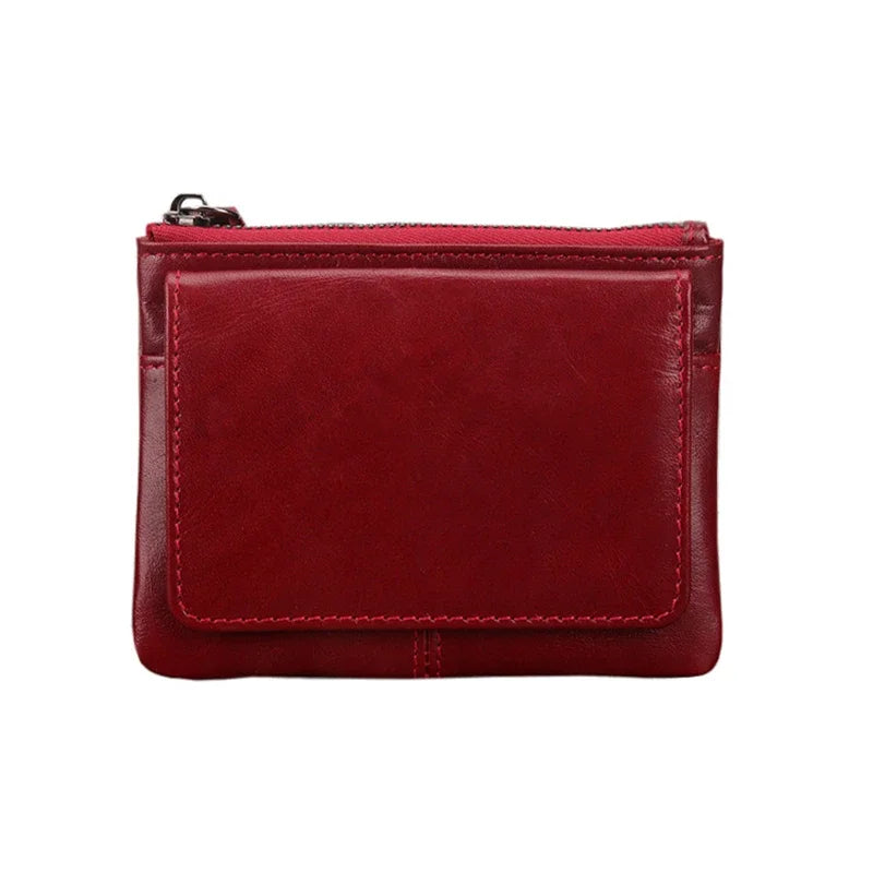 Genuine Leather Women's Card Holder Money Clip Wallet Leather Wallet Richie's Red