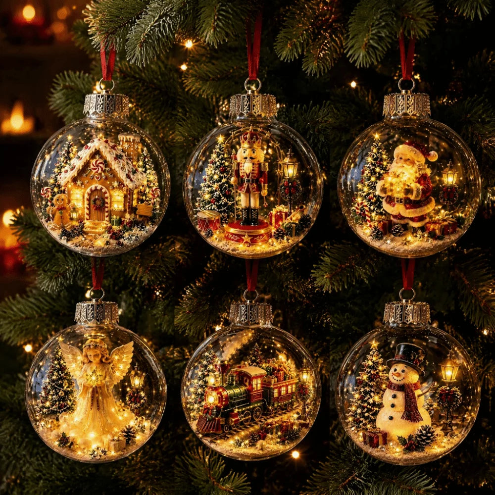 Light-Up Acrylic Christmas Ball Ornament 8CM Santa Claus Christmas Ball Ornament Richie's