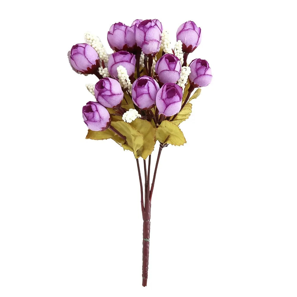 Silk Mini Rose Artificial Flower Stems 17.72in – Pearl Decorated Artificial Flower Stems Richie's Purple