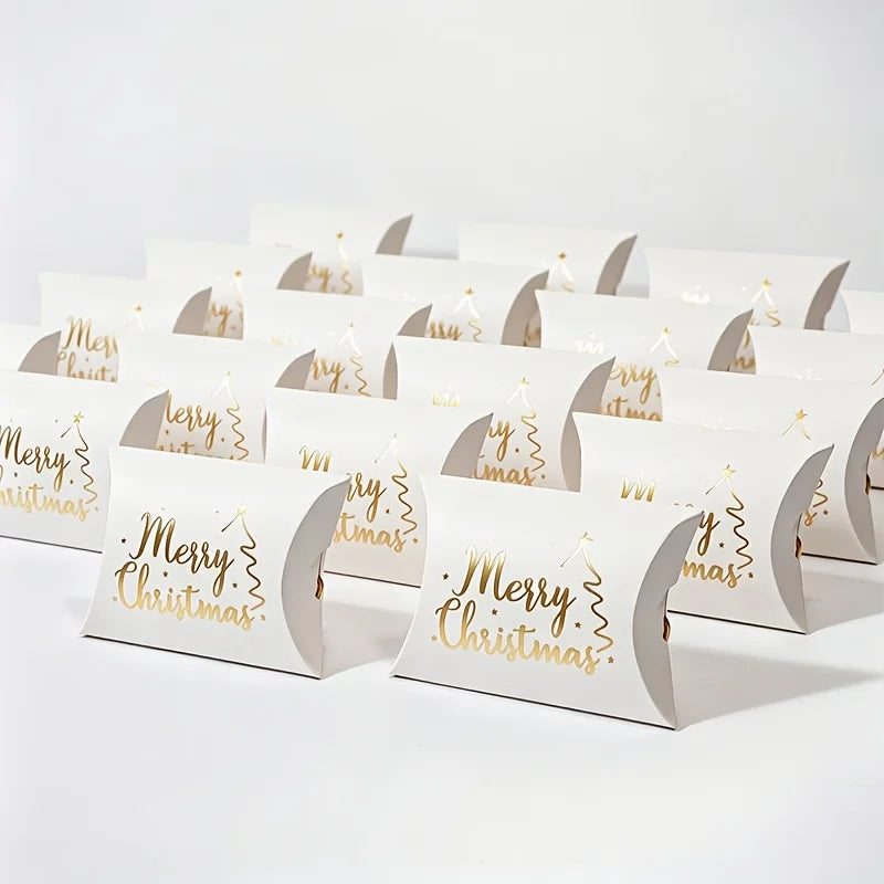 10pcs Golden Foil Christmas Pillow Gift Boxes – Small Wrap Gift Pillow Boxes Richie's