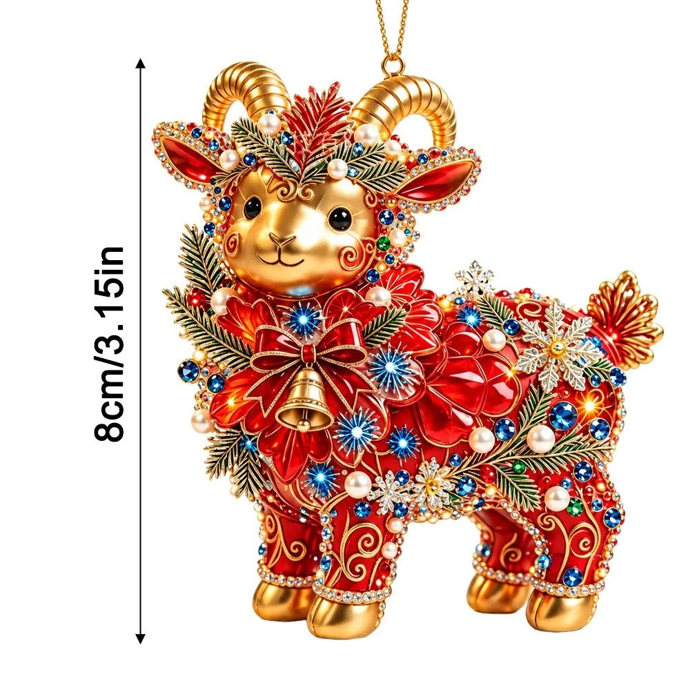 Rhinestone Goat Hanging Ornament – Acrylic Zodiac Charm Set Holiday Ornament Set Richie's
