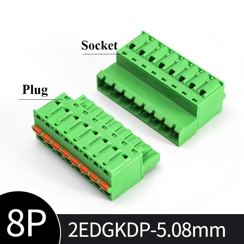 Spring-Press Plug-In Terminal Block 5.08mm 2–24P | 2EDGKD Set Terminal Block Connector Richie's 8P Plug and socket set