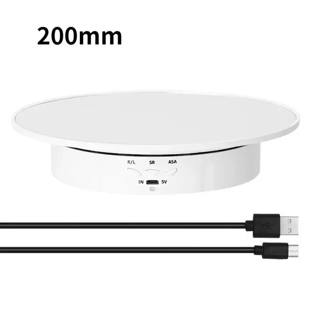 360° Electric Rotating Display Turntable 200mm | 3 Speeds Photography Display Turntable Richie's 200mm white Suede