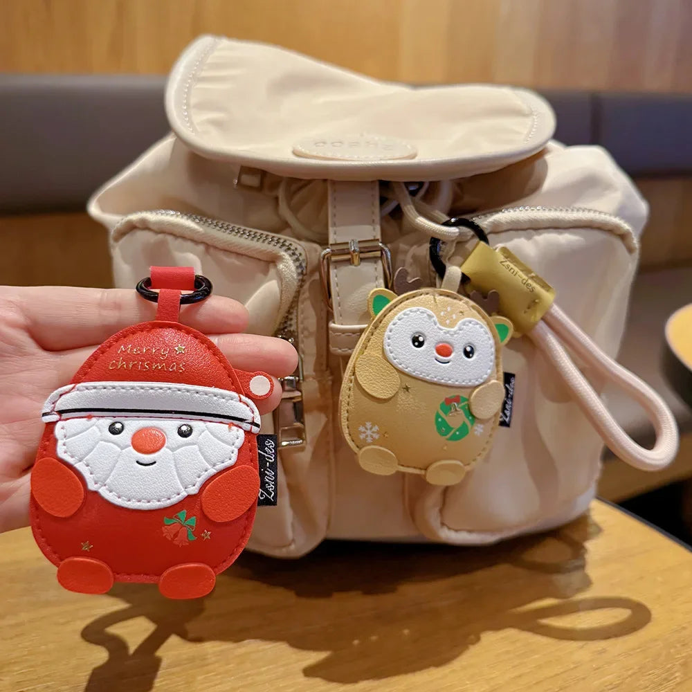 Cartoon Santa Reindeer Keychain – Faux Leather Christmas Pendant Holiday Keychain Richie's
