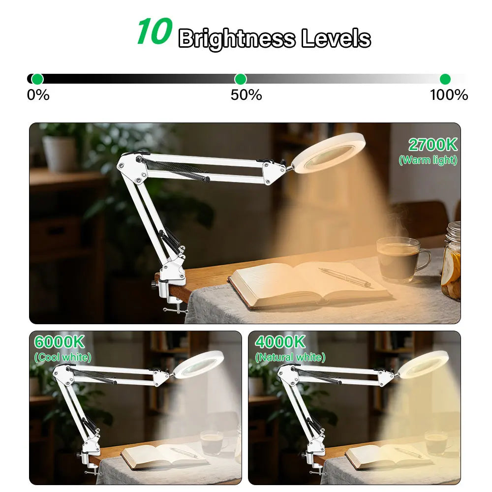 72-LED Magnifier Desk Lamp 8x/10x Remote Control 3 Color Magnifier Desk Lamp Richie's