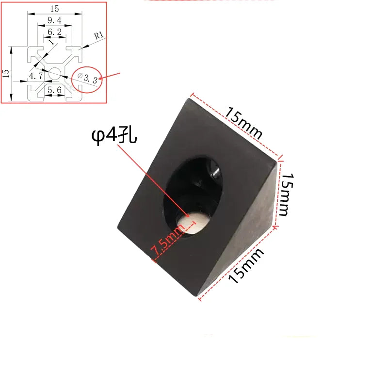 1515/2020 3DV Slot 90° Corner Bracket for EU Aluminum Profile Corner Bracket Richie's 8pcs 1515 Angle