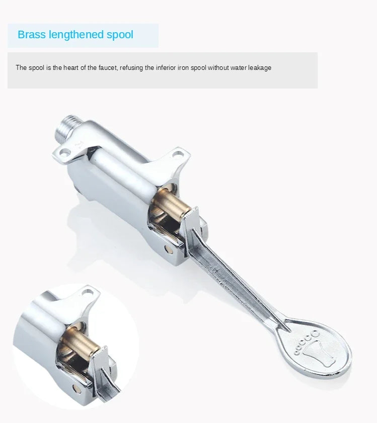 Brass Foot-Operated Faucet – Hands-Free Single Cold Basin Tap Foot-Operated Faucet Richie's