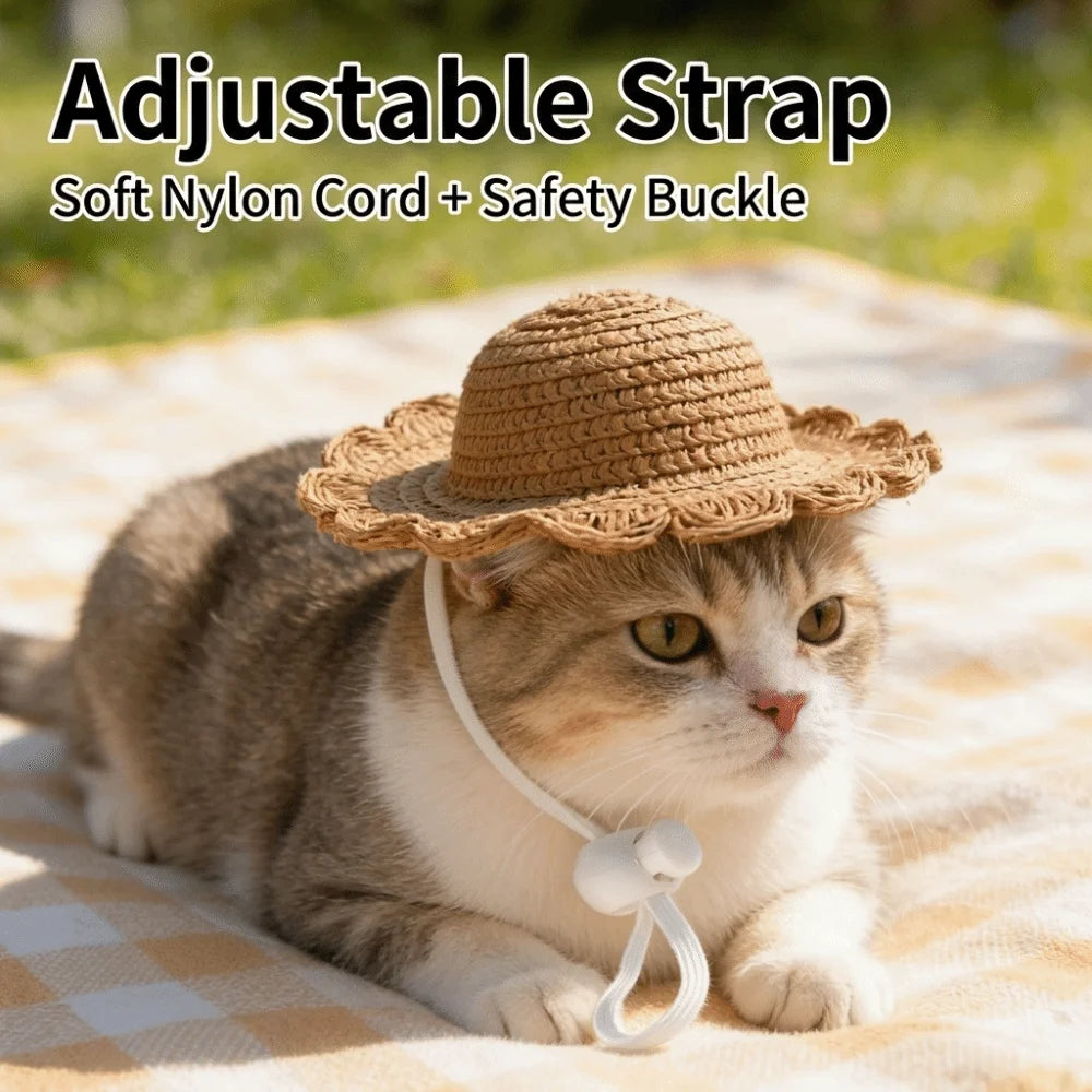 Mini Straw Sun Hat for Cats & Small Dogs | Breathable Pet Hat Pet Sun Hat Richie's