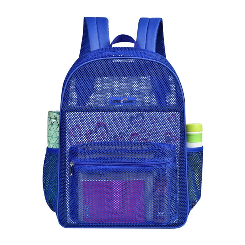 Women's Transparent Mesh Backpack – Lightweight Travel Student Bag Mesh Backpack Richie's Blue
