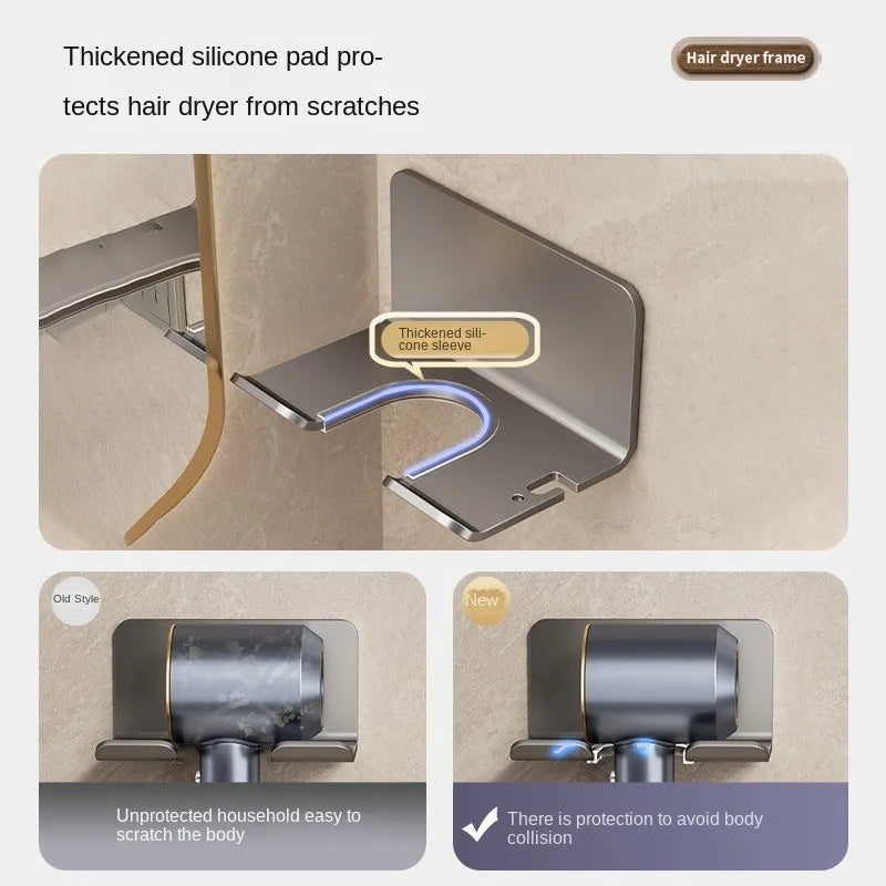 Wall-Mounted Hair Dryer Holder & Straightener Stand – Aluminum Hair Dryer Holder Richie's